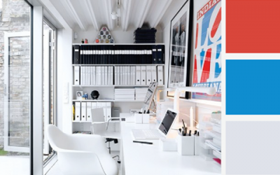 ห้องทำงานมีชีวิตชีวาด้วยสีขาว